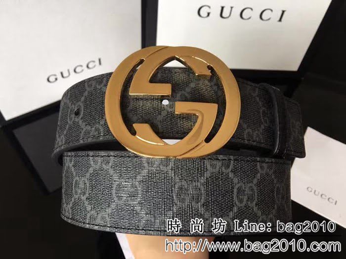 古馳CUCCI 經典款高級人造革面 大圓餅純銅亮面扣 高端男士皮帶 GHG1467